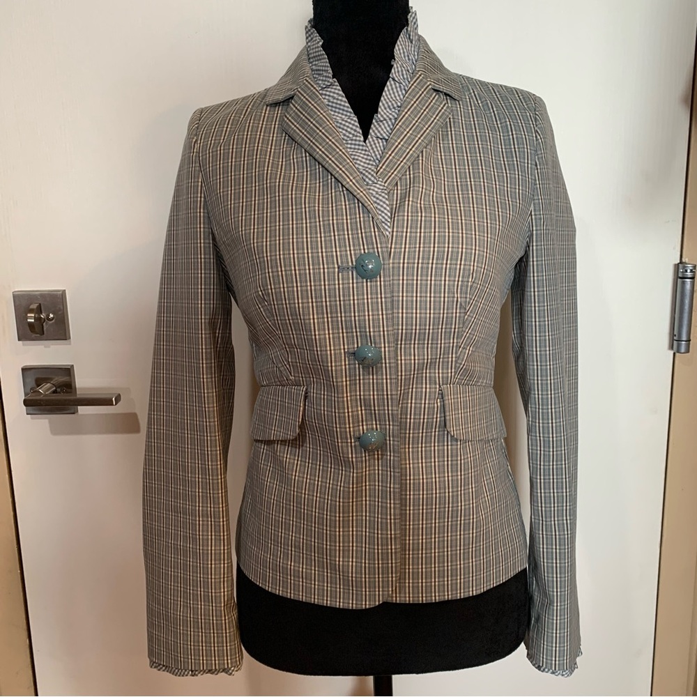LOVE MOSCHINO 4 Green Plaid/Check Blazer
